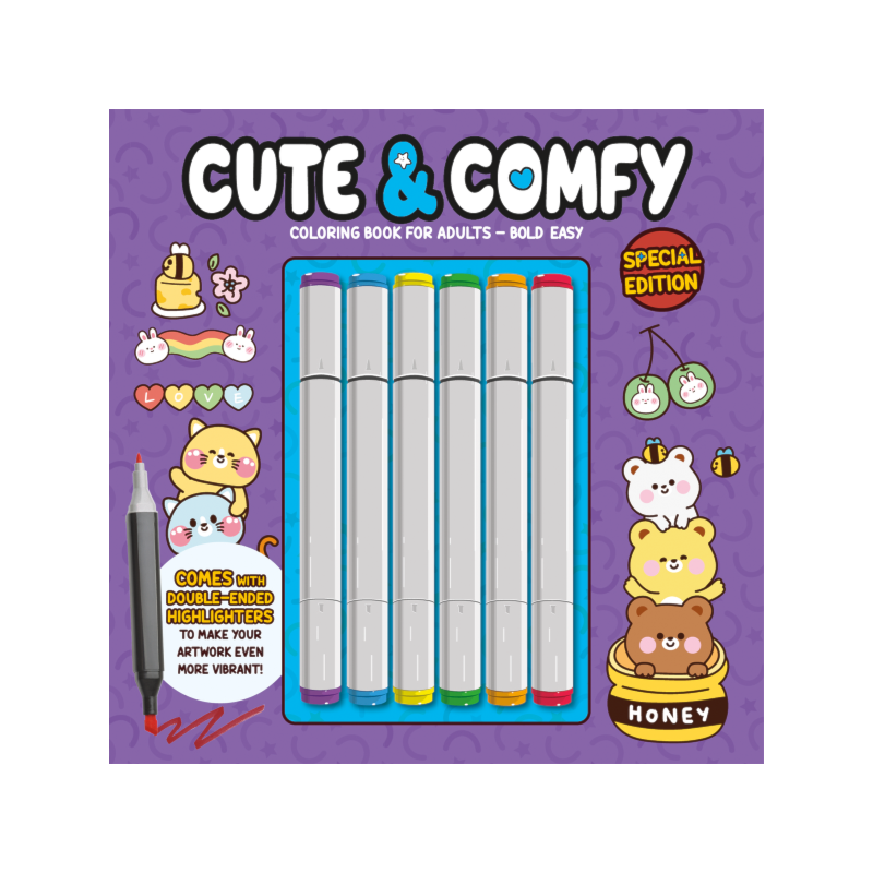 CUTE & COMFY COLORING BOOK FOR ADULTS - BOLD EASY - SPECIAL EDITION - LIVRO DE COLORIR ADULTO