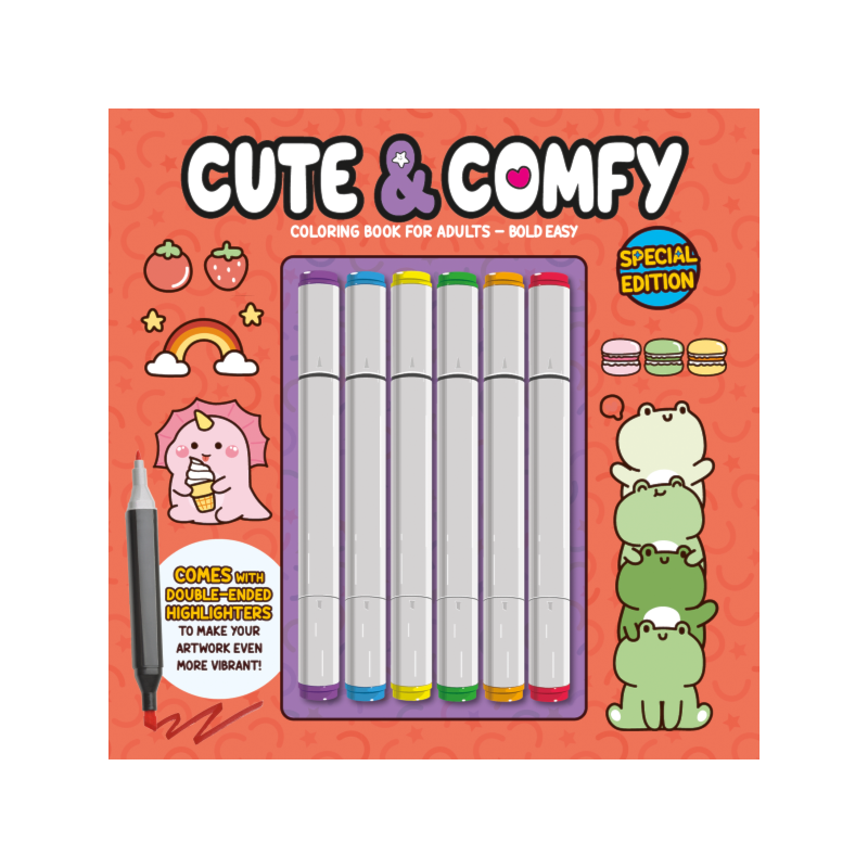 CUTE & COMFY COLORING BOOK FOR ADULTS - BOLD EASY - SPECIAL EDITION - LIVRO DE COLORIR ADULTO