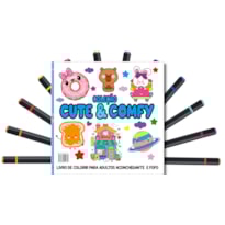 CUTE & COMFY COLORING BOOK FOR ADULTS - FOFO E ACONCHEGANTE - LIVRO DE COLORIR ADULTO + 12 CANETAS