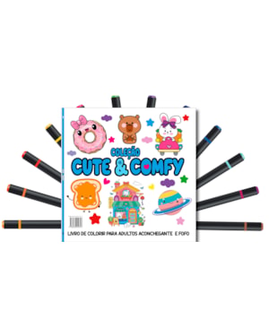 CUTE & COMFY COLORING BOOK FOR ADULTS - FOFO E ACONCHEGANTE - LIVRO DE COLORIR ADULTO