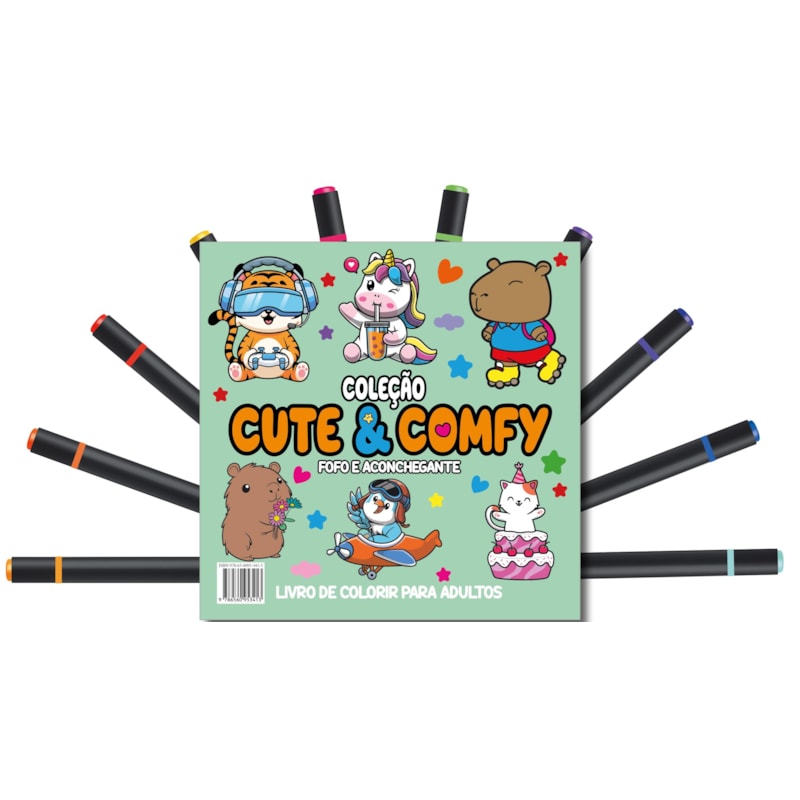 CUTE & COMFY COLORING BOOK FOR ADULTS - FOFO E ACONCHEGANTE - LIVRO DE COLORIR ADULTO