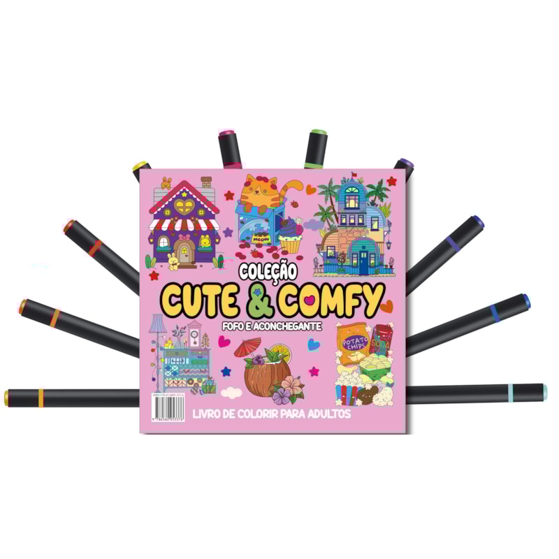 CUTE & COMFY COLORING BOOK FOR ADULTS - FOFO E ACONCHEGANTE - LIVRO DE COLORIR ADULTO