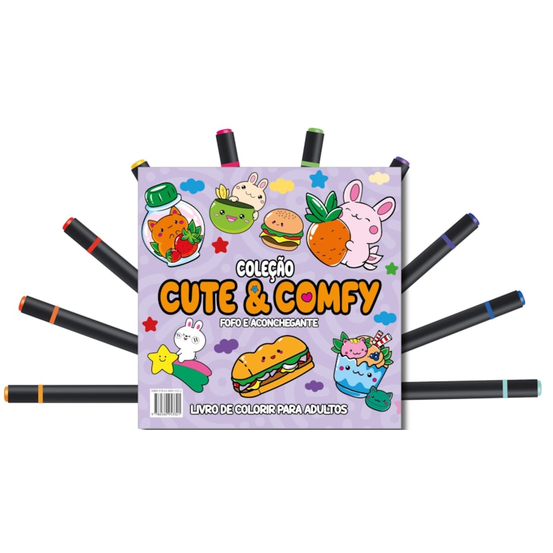 CUTE & COMFY COLORING BOOK FOR ADULTS - FOFO E ACONCHEGANTE - LIVRO DE COLORIR ADULTO