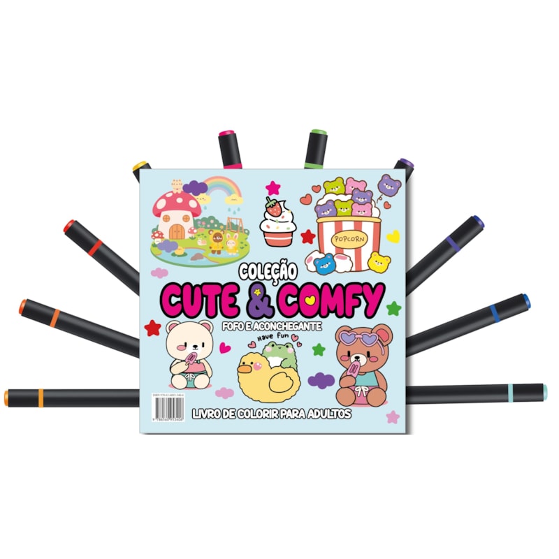 CUTE & COMFY COLORING BOOK FOR ADULTS - FOFO E ACONCHEGANTE - LIVRO DE COLORIR ADULTO