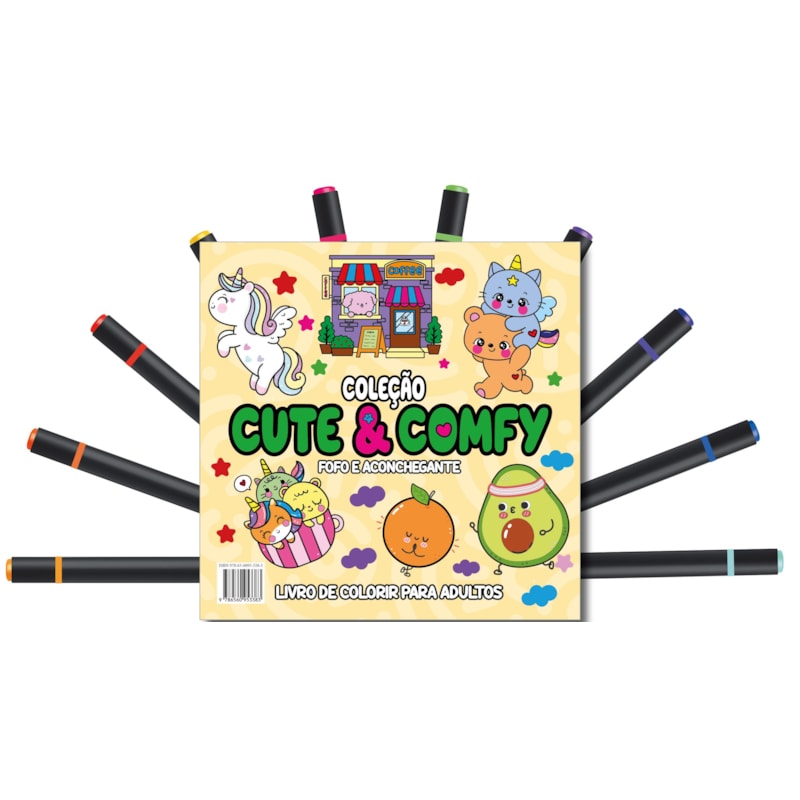 CUTE & COMFY COLORING BOOK FOR ADULTS - FOFO E ACONCHEGANTE - LIVRO DE COLORIR ADULTO