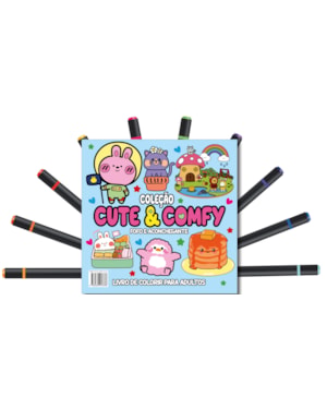 CUTE & COMFY COLORING BOOK FOR ADULTS - FOFO E ACONCHEGANTE - LIVRO DE COLORIR ADULTO
