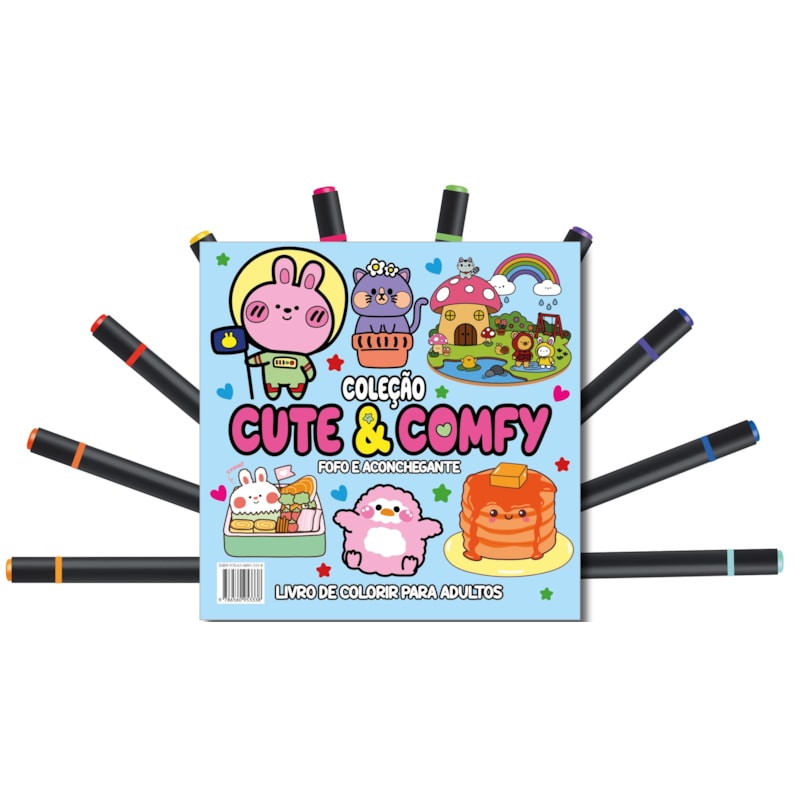 CUTE & COMFY COLORING BOOK FOR ADULTS - FOFO E ACONCHEGANTE - LIVRO DE COLORIR ADULTO
