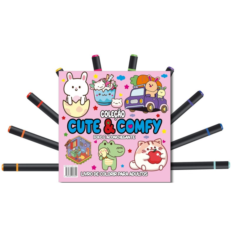 CUTE & COMFY COLORING BOOK FOR ADULTS - FOFO E ACONCHEGANTE - LIVRO DE COLORIR ADULTO