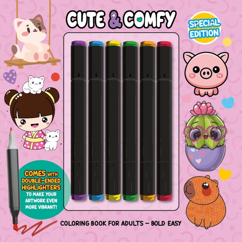 CUTE & COMFY COLORING BOOK FOR ADULTS - SPECIAL EDITION - LIVRO DE COLORIR ADULTO