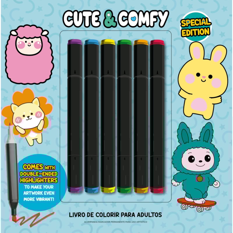 CUTE & COMFY COLORING BOOK FOR ADULTS - SPECIAL EDITION - LIVRO DE COLORIR ADULTO