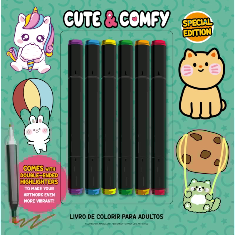CUTE & COMFY COLORING BOOK FOR ADULTS - SPECIAL EDITION - LIVRO DE COLORIR ADULTO