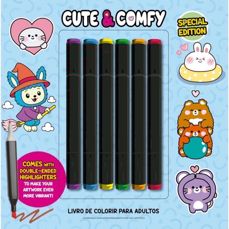CUTE & COMFY COLORING BOOK FOR ADULTS - SPECIAL EDITION - LIVRO DE COLORIR ADULTO