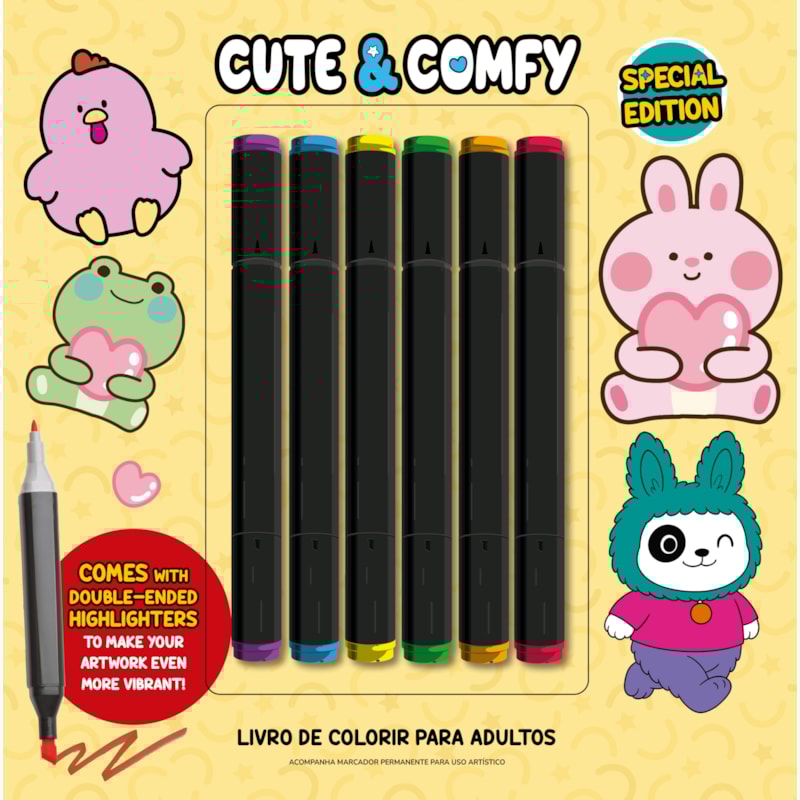 CUTE & COMFY COLORING BOOK FOR ADULTS - SPECIAL EDITION - LIVRO DE COLORIR ADULTO