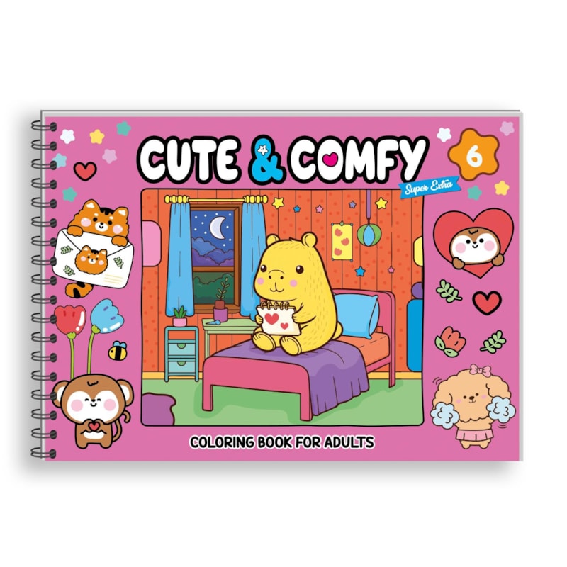 CUTE & COMFY SUPER EXTRA EDIÇÃO 06 - LIVRO DE COLORIR ADULTO - CAPA DURA HOLOGRÁFICA