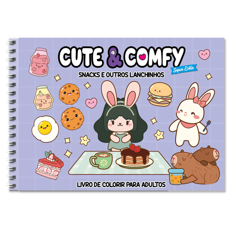 CUTE & COMFY SUPER EXTRA - LIVRO DE COLORIR ADULTO - CAPA DURA HOLOGRÁFICA