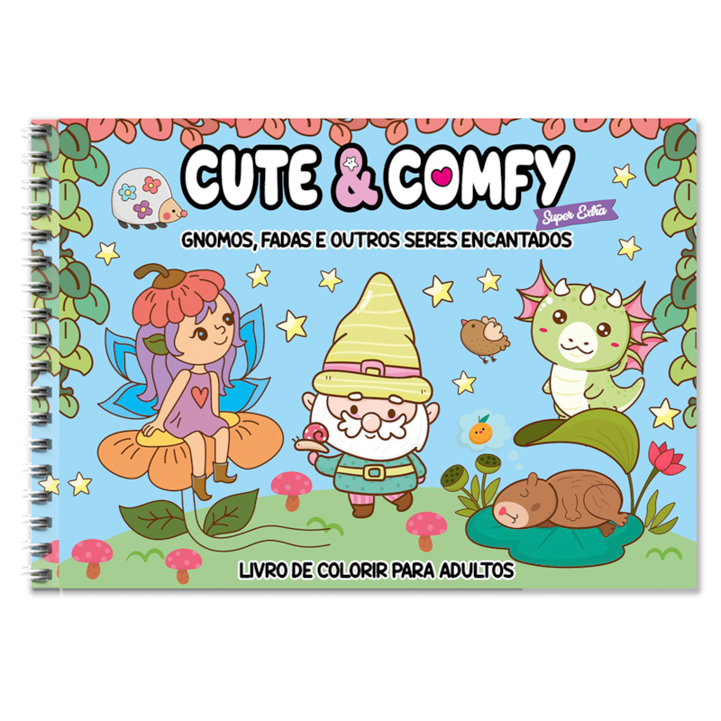 CUTE & COMFY SUPER EXTRA - LIVRO DE COLORIR ADULTO - CAPA DURA HOLOGRÁFICA