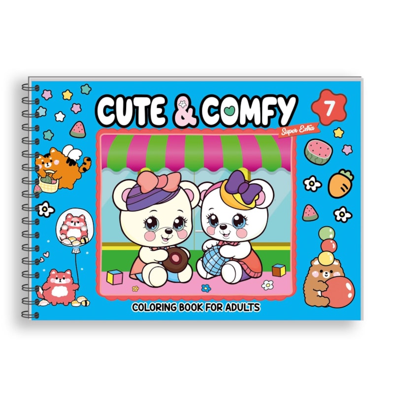 CUTE & COMFY SUPER EXTRA - LIVRO DE COLORIR ADULTO - CAPA DURA HOLOGRÁFICA