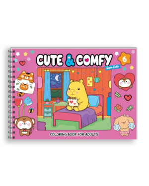 CUTE & COMFY SUPER EXTRA - LIVRO DE COLORIR ADULTO - CAPA DURA HOLOGRÁFICA