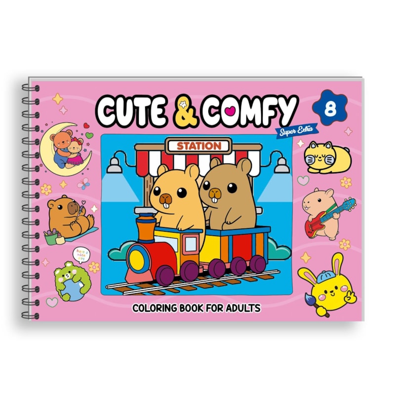 CUTE & COMFY SUPER EXTRA - LIVRO DE COLORIR ADULTO - CAPA DURA HOLOGRÁFICA
