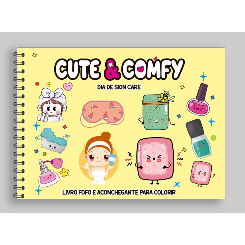 CUTE & COMFY SUPER SPECIAL EDIÇÃO 12 - LIVRO DE COLORIR ADULTO - DIA DE SKIN CARE - CAPA HOLOGRÁFICA