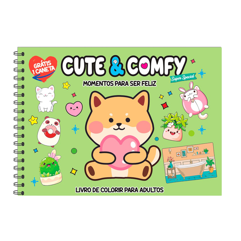 CUTE & COMFY SUPER SPECIAL - LIVRO DE COLORIR ADULTO - MOMENTOS PARA SER FELIZ - ACOMPANHA 1 CANETA