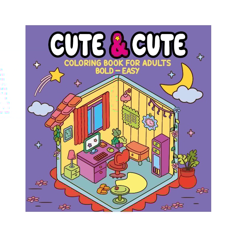 CUTE & CUTE COLORING BOOK FOR ADULTS - BOLD EASY - LIVRO DE COLORIR ADULTO
