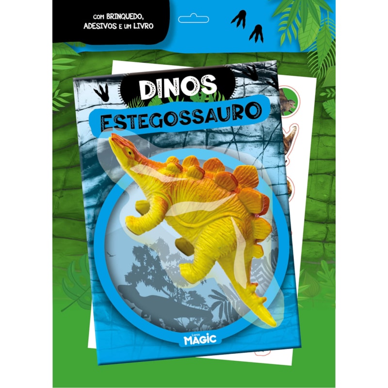 DINOS ESTEGOSSAURO COM BRINQUEDO E ADESIVOS