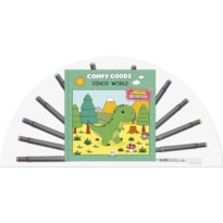 DINOS WORLD - LIVRO PARA COLORIR COM 12 CANETINHAS