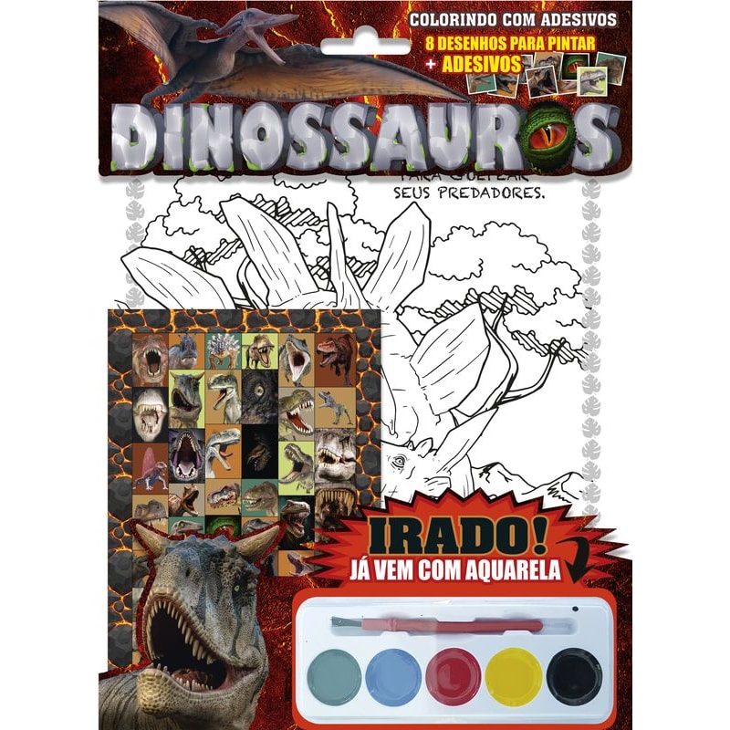 DINOSSAUROS - COLORINDO COM ADESIVOS