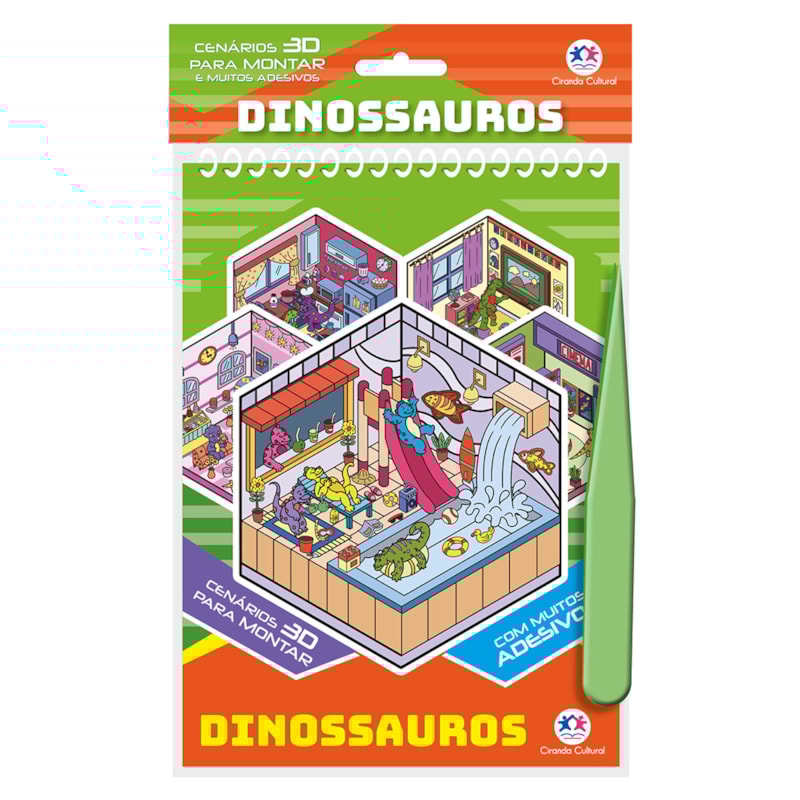 DINOSSAUROS COM ADESIVOS 3D