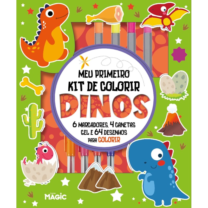 DINOSSAUROS - KIT DE ATIVIDADES COM MARCADORES E CANETAS PERFUMADAS