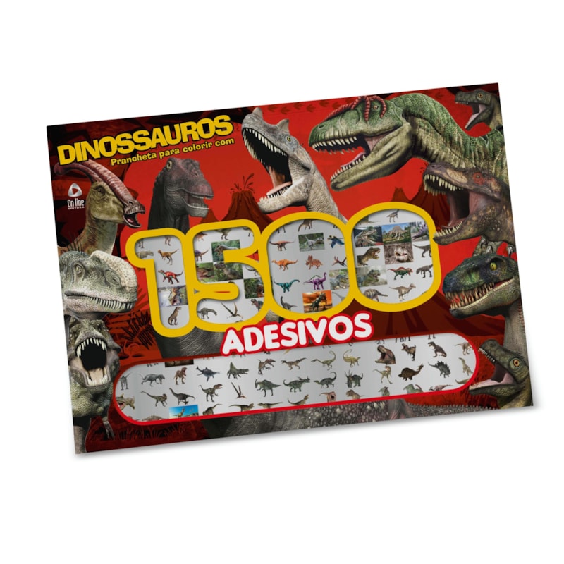 DINOSSAUROS PRANCHETA PARA COLORIR COM 1500 ADESIVOS