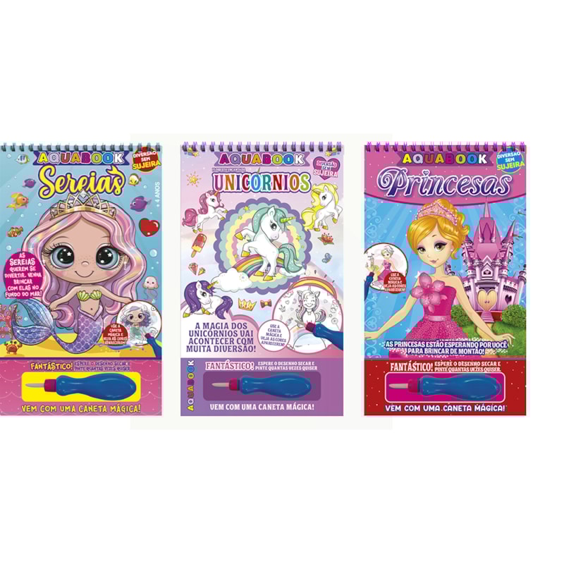 DIVERSÃO COM ÁGUA - KIT COM 3 AQUABOOKS MENINAS