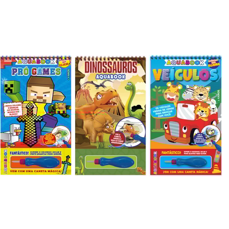 DIVERSÃO COM ÁGUA - KIT COM 3 AQUABOOKS MENINOS