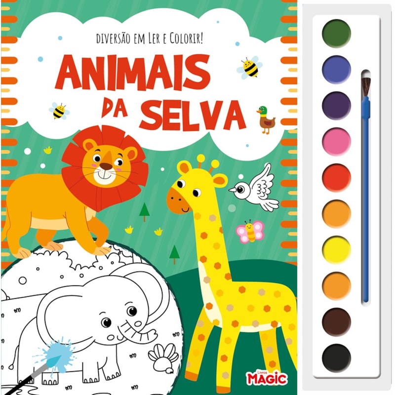 DIVERSÃO EM LER E COLORIR - ANIMAIS DA SELVA