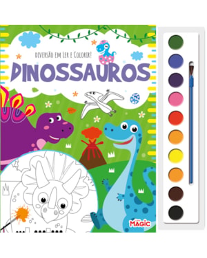 DIVERSÃO EM LER E COLORIR - DINOSSAUROS