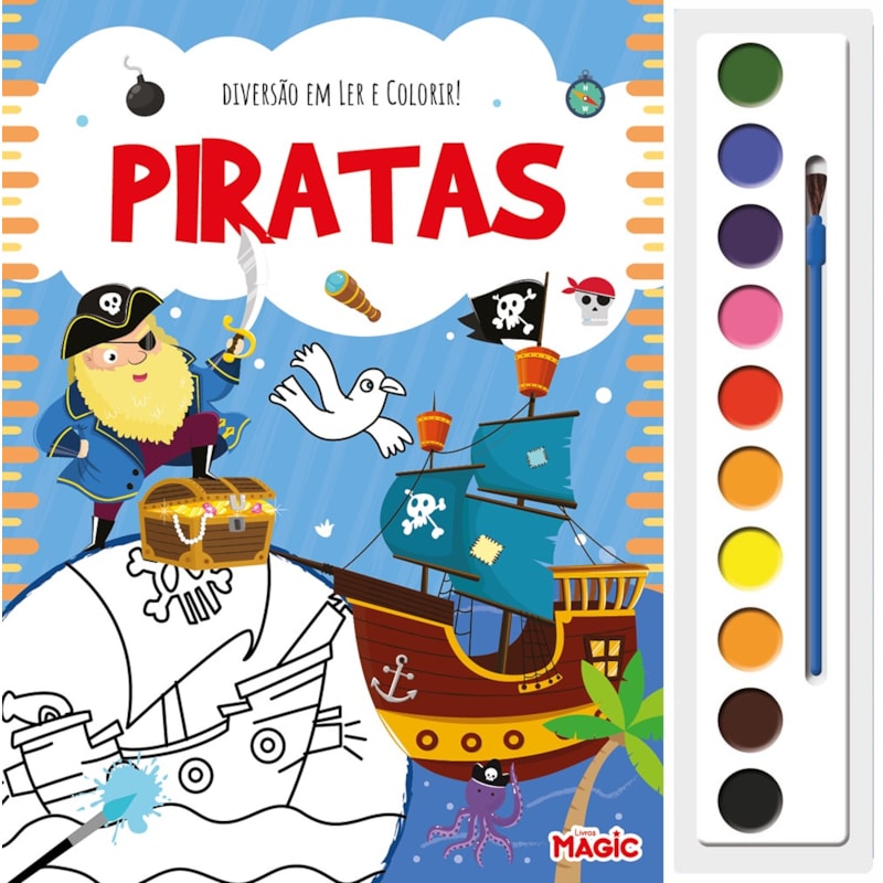 DIVERSÃO EM LER E COLORIR - PIRATAS