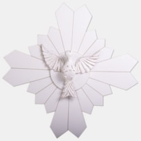 DIVINO ESPÍRITO SANTO COM RESPLENDOR MADEIRA BRANCO 58CM DE ALTURA