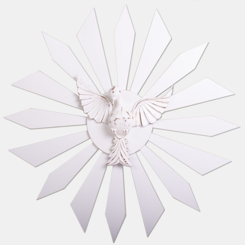 DIVINO ESPÍRITO SANTO COM RESPLENDOR MADEIRA BRANCO 60CM DE ALTURA