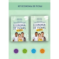 Economia de fichas - KIT completo: Quadro de atividades 1 bloco com 40 folhas + Quadro de pontos 10 folhas + 2.400 etiquetas adesivas sendo: 600 un. verde, 600 un. laranja, 600 un. azul, 600 un. roxa.