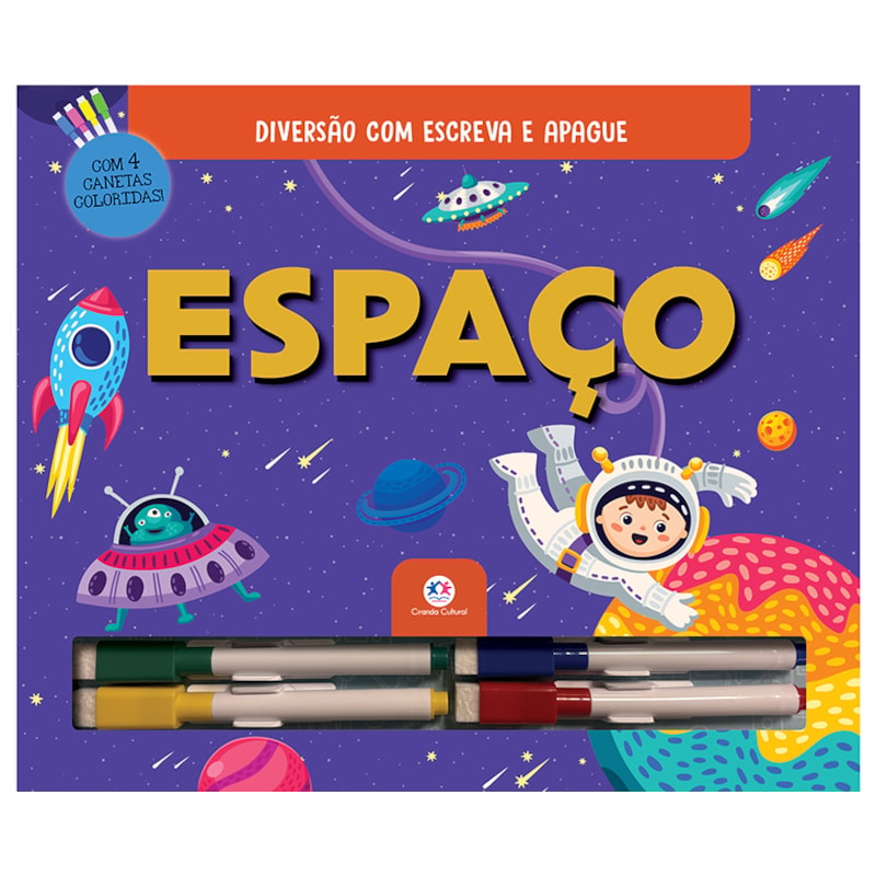 ESPAÇO - COM CANETAS COLORIDAS PARA ESCREVER A APAGAR