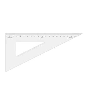 ESQUADRO TRIDENT 30°/ 60°/ 90° ACRILICO 1621 SEM GRADUACAO 21 CM