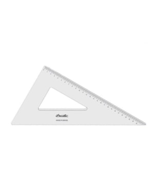 ESQUADRO TRIDENT 45° ACRILICO 1516 COM GRADUACAO 16 CM