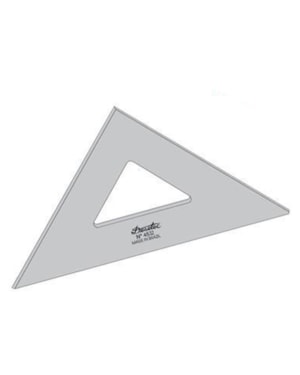 ESQUADRO TRIDENT 45° ACRILICO 2532 SEM GRADUACAO 28 CM