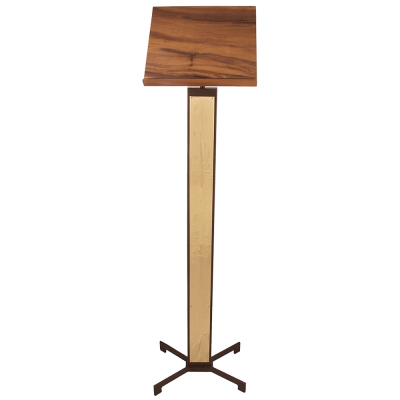 ESTANTE PARA LEITURA MADEIRA BASE COM PLACA DOURADA