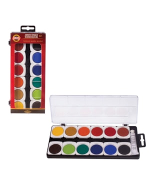 ESTOJO AQUARELA ARTÍSTICA EM PASTILHA C/ 12 CORES
