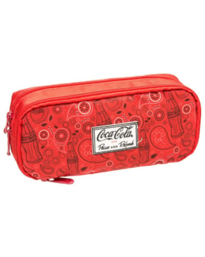 ESTOJO PACIFIC DUPLO COM ZÍPER COCA COLA PAISLEY