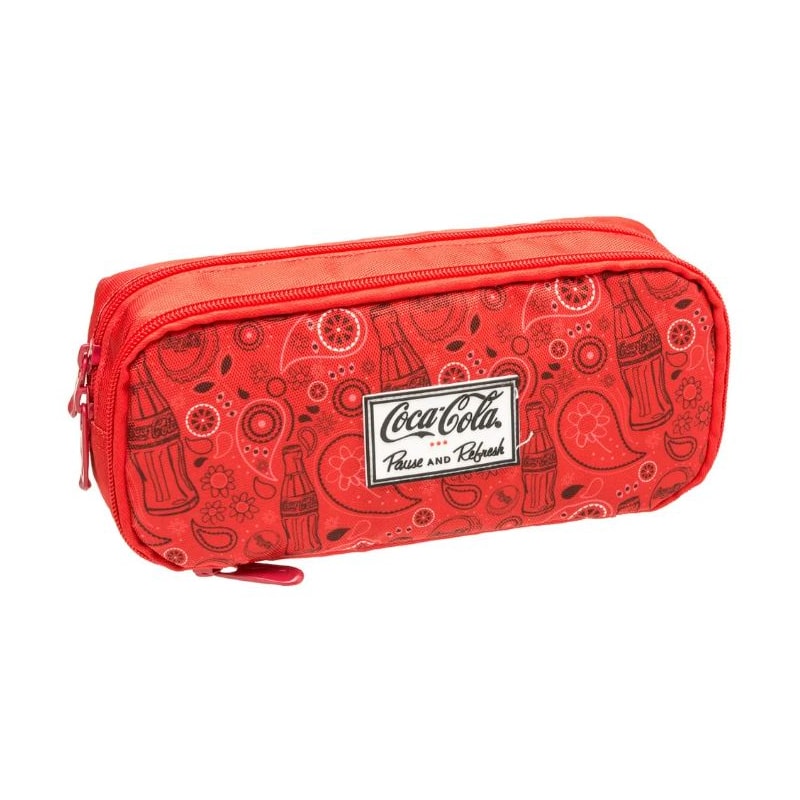 ESTOJO PACIFIC DUPLO COM ZÍPER COCA COLA PAISLEY