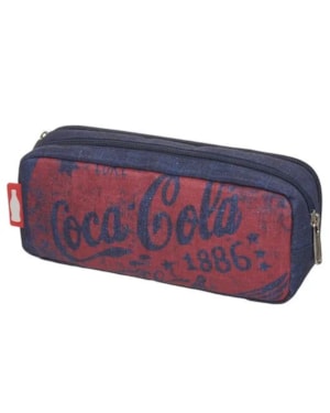 ESTOJO PACIFIC DUPLO COM ZÍPER COCA COLA STRIPES JEANS