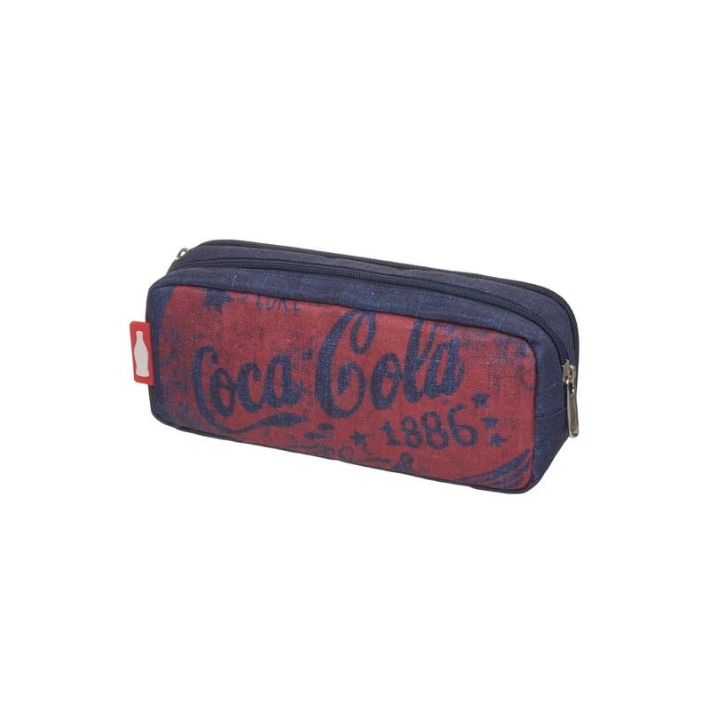 ESTOJO PACIFIC DUPLO COM ZÍPER COCA COLA STRIPES JEANS
